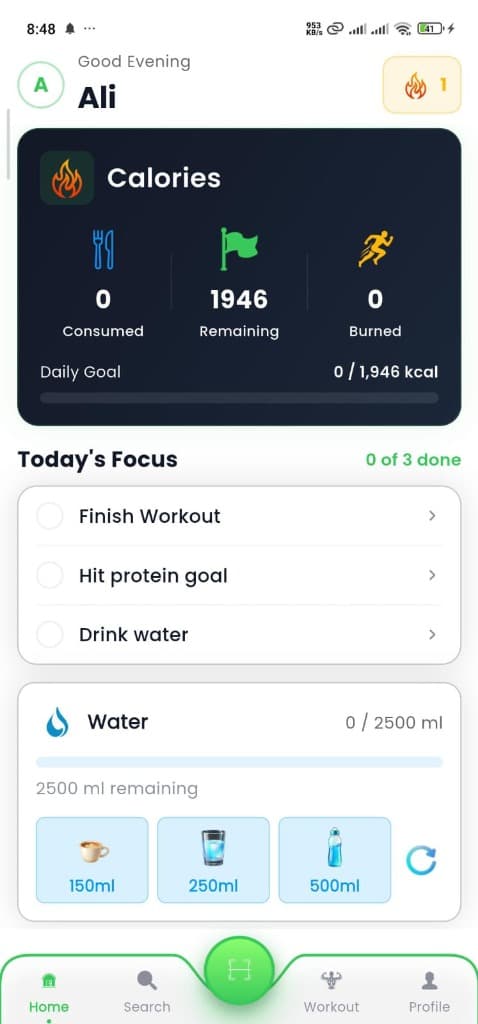 Today's Calories & Focus